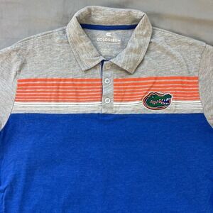 Florida Gators Polo Shirt Mens Large Orange Stripe Gator Emblem Colosseum NCAA
